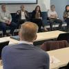 5 Panel Speakers Sitting at Front of Room